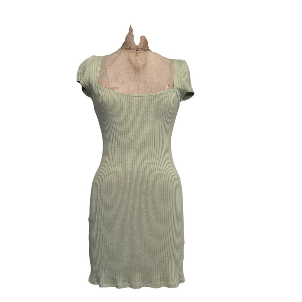 Reformation Pale Lime Ribbed Mini Dress - Picture 2 of 7